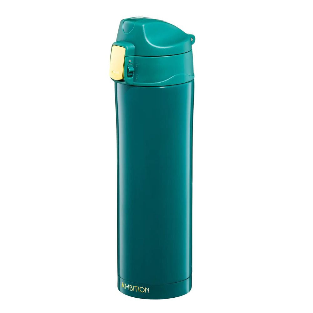 Cana termos 420 ml cu buton de siguranta, verde, AMBITION Royal