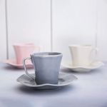 Casa si Gradina - Bucatarie si vesela - Cani si pahare - Cani si cesti - Farfurioara suport ceasca 15 cm, gri, ceramica, AMBITION Diana Rustic - Infinity.ro