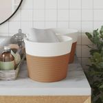 Casa si Gradina - Mobilier - Organizare si depozitare - Cutii depozitare - Cosuri de depozitare 2 buc. maro și alb diametru 24x18 cm bumbac - Infinity.ro
