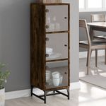 Casa si Gradina - Mobilier - Comode si corpuri - Comode - Dulap cu usi din sticla, stejar fumuriu, 35x37x120 cm - Infinity.ro