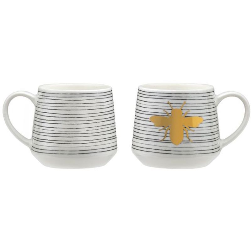 Casa si Gradina - Bucatarie si vesela - Cani si pahare - Cani si cesti - Cana portelan 460 ml, model dungi, AMBITION Gold Bee - Infinity.ro
