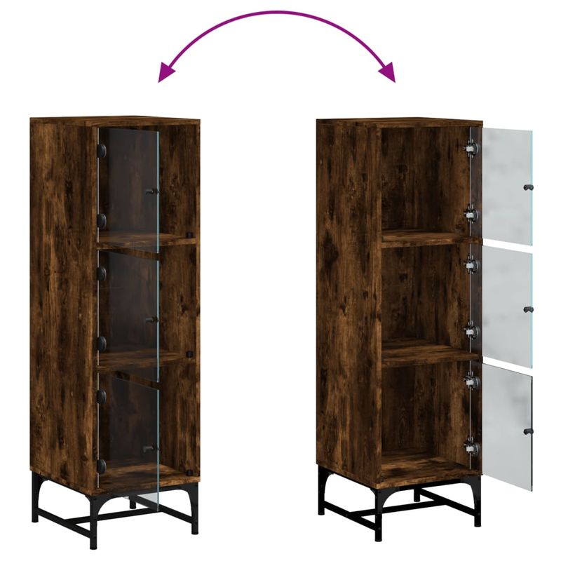 Casa si Gradina - Mobilier - Comode si corpuri - Comode - Dulap cu usi din sticla, stejar fumuriu, 35x37x120 cm - Infinity.ro
