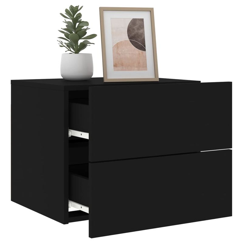Casa si Gradina - Mobilier - Comode si corpuri - Noptiere - Noptiera montata pe perete cu lumini LED, negru - Infinity.ro