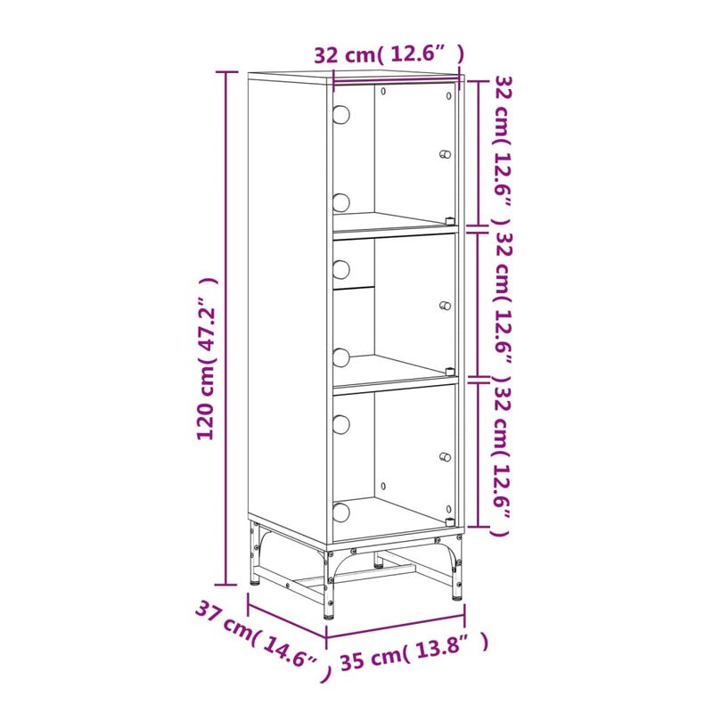 Casa si Gradina - Mobilier - Comode si corpuri - Comode - Dulap cu usi din sticla, stejar fumuriu, 35x37x120 cm - Infinity.ro