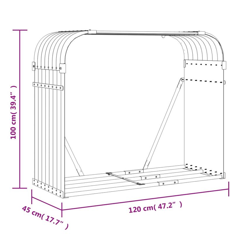 Casa si Gradina - Termice - Sobe, Seminee si accesorii - Accesorii seminee si sobe - Suport de busteni, gri deschis, 120x45x100 cm, otel galvanizat - Infinity.ro
