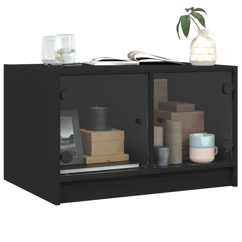 Casa si Gradina - Mobilier - Mese si birouri - Masute de cafea - Masuta de cafea cu usi din sticla, negru, 68x50x42 cm - Infinity.ro