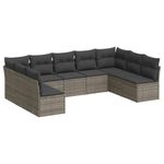 Casa si Gradina - Gradina si terasa - Mobilier exterior - Seturi mobila gradina - Set canapele de gradina, 9 piese, cu perne, gri, poliratan - Infinity.ro