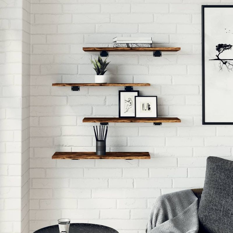 Casa si Gradina - Mobilier - Biblioteci si rafturi - Rafturi - Rafturi perete 4 buc. stejar fumuriu 60x20x1,5 cm lemn compozit - Infinity.ro