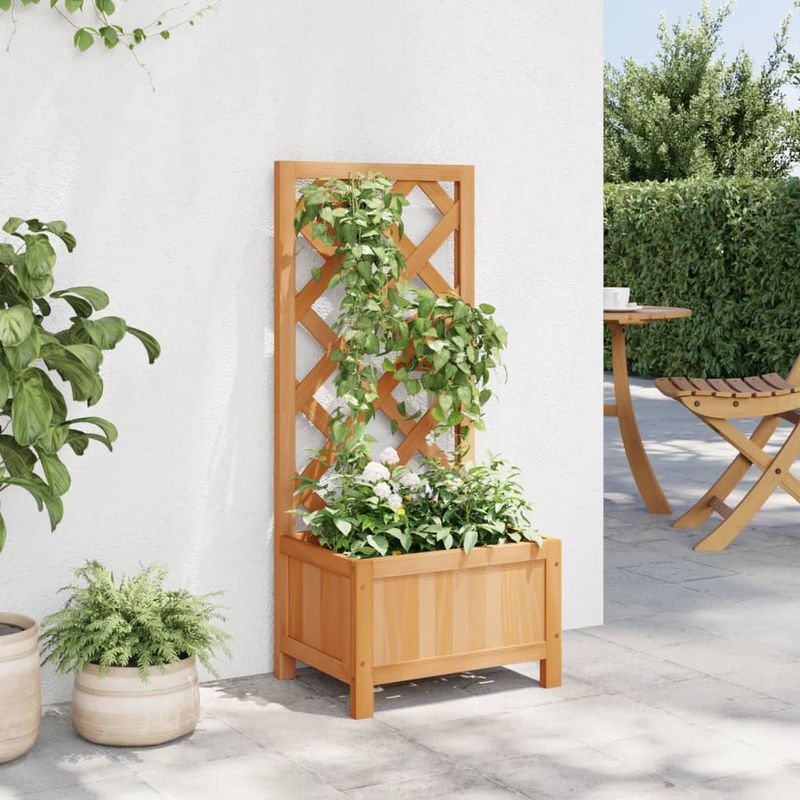 Casa si Gradina - Gradinarit si plante - Plante si ghivece - Ghivece si suporturi - Jardiniera cu spalier, maro, lemn masiv de brad - Infinity.ro