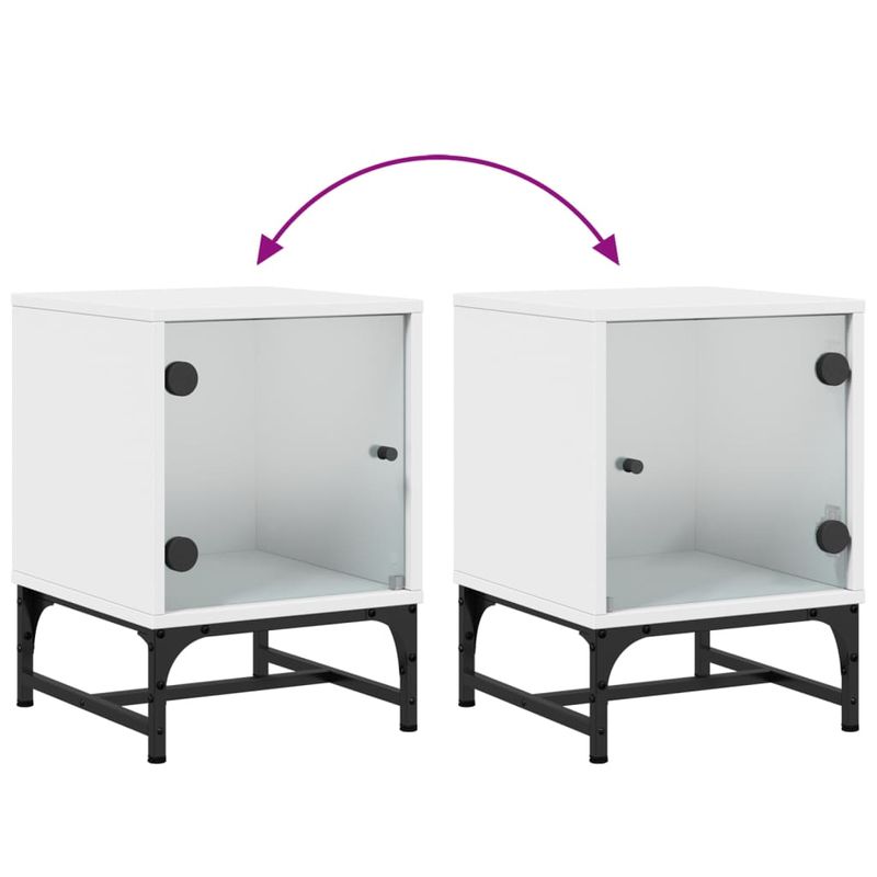 Casa si Gradina - Mobilier - Comode si corpuri - Noptiere - Noptiera cu usa de sticla, alb, 35x37x50 cm - Infinity.ro