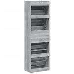 Casa si Gradina - Mobilier - Organizare si depozitare - Organizator incaltaminte - Pantofar cu 4 sertare rabatabile, gri sonoma, 60x34x187,5 cm - Infinity.ro