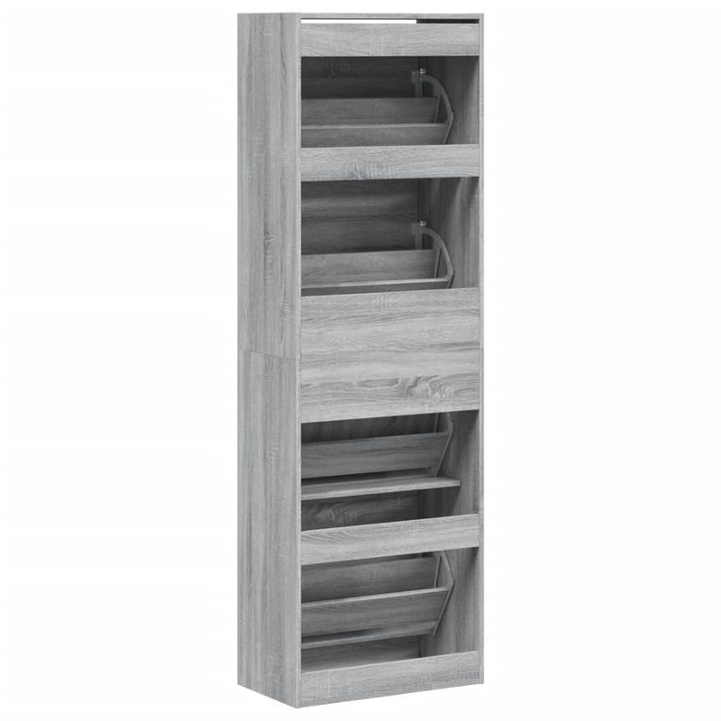 Casa si Gradina - Mobilier - Organizare si depozitare - Organizator incaltaminte - Pantofar cu 4 sertare rabatabile, gri sonoma, 60x34x187,5 cm - Infinity.ro
