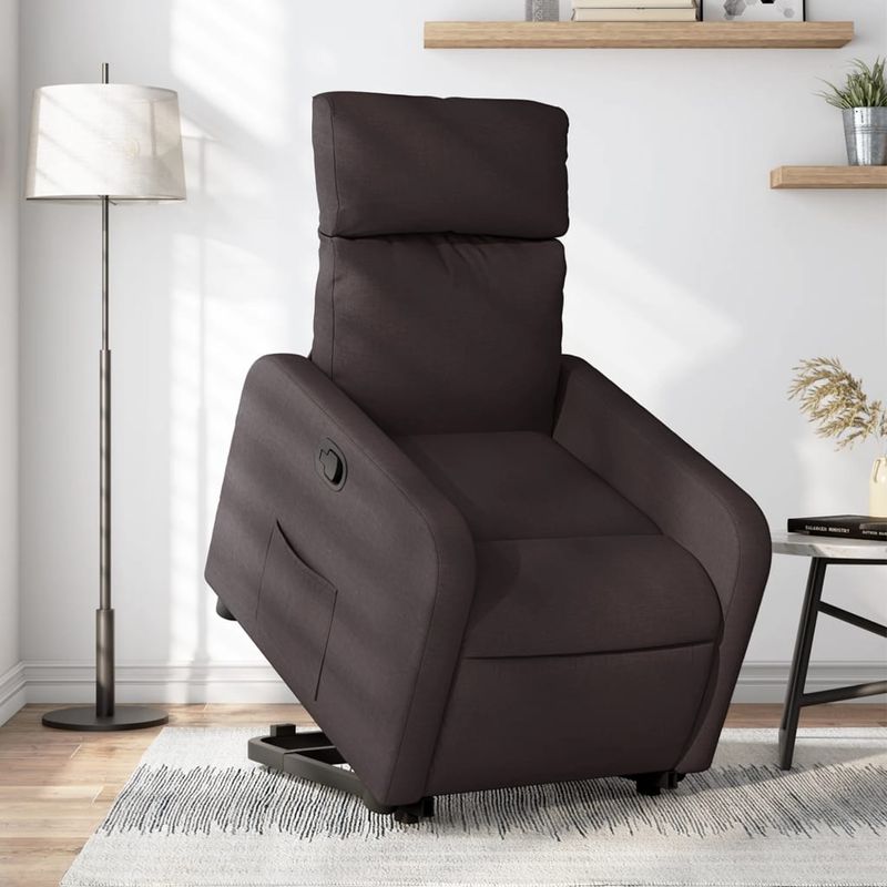 Casa si Gradina - Mobilier - Scaune si fotolii - Fotolii - Fotoliu rabatabil cu ridicare pe verticala, maro inchis, textil - Infinity.ro
