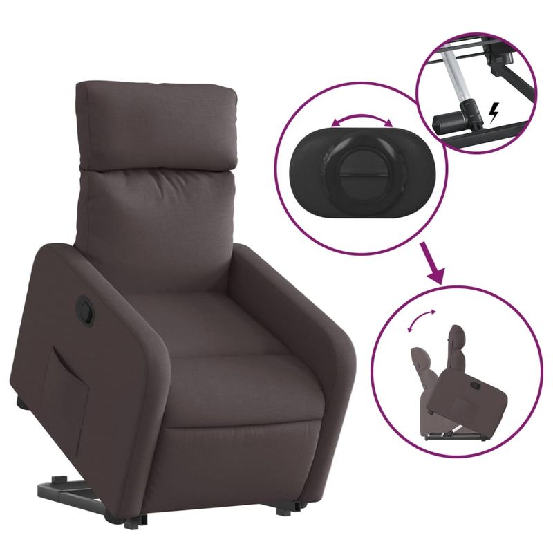 Casa si Gradina - Mobilier - Scaune si fotolii - Fotolii - Fotoliu rabatabil cu ridicare pe verticala, maro inchis, textil - Infinity.ro