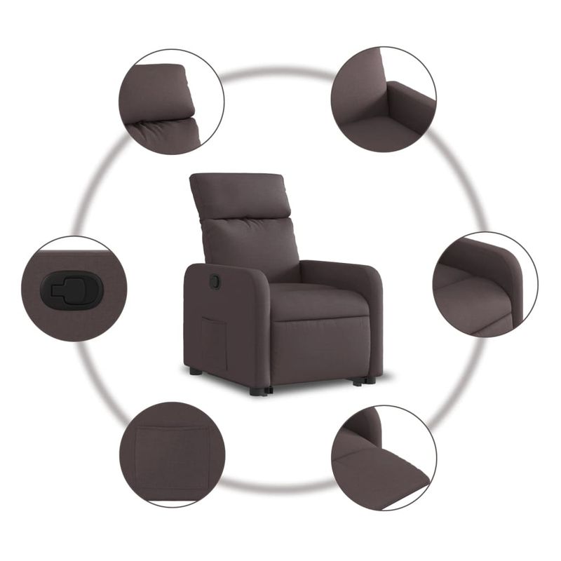 Casa si Gradina - Mobilier - Scaune si fotolii - Fotolii - Fotoliu rabatabil cu ridicare pe verticala, maro inchis, textil - Infinity.ro