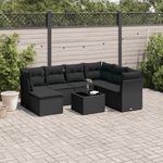 Casa si Gradina - Gradina si terasa - Mobilier exterior - Seturi mobila gradina - Set mobilier de gradina cu perne, 8 piese, negru, poliratan - Infinity.ro
