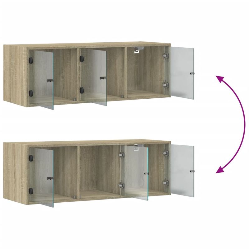 Casa si Gradina - Mobilier - Dulapuri si sifoniere - Dulapuri - Dulap de perete cu usi din sticla, stejar sonoma, 102x37x35 cm - Infinity.ro