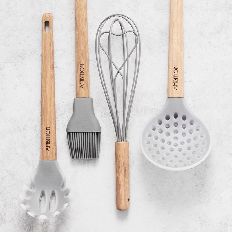 Casa si Gradina - Bucatarie si vesela - Ustensile bucatarie - Pensule, spatule si teluri bucatarie - Tel silicon cu maner din bambus, AMBITION Nordic - Infinity.ro