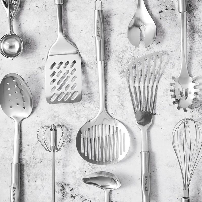 Casa si Gradina/Bucatarie si vesela/Ustensile bucatarie/Pensule, spatule si teluri bucatarie - Tel rotativ 25 cm, inox, AMBITION Ivy - Infinity.ro