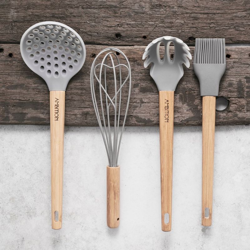 Casa si Gradina - Bucatarie si vesela - Ustensile bucatarie - Pensule, spatule si teluri bucatarie - Tel silicon cu maner din bambus, AMBITION Nordic - Infinity.ro
