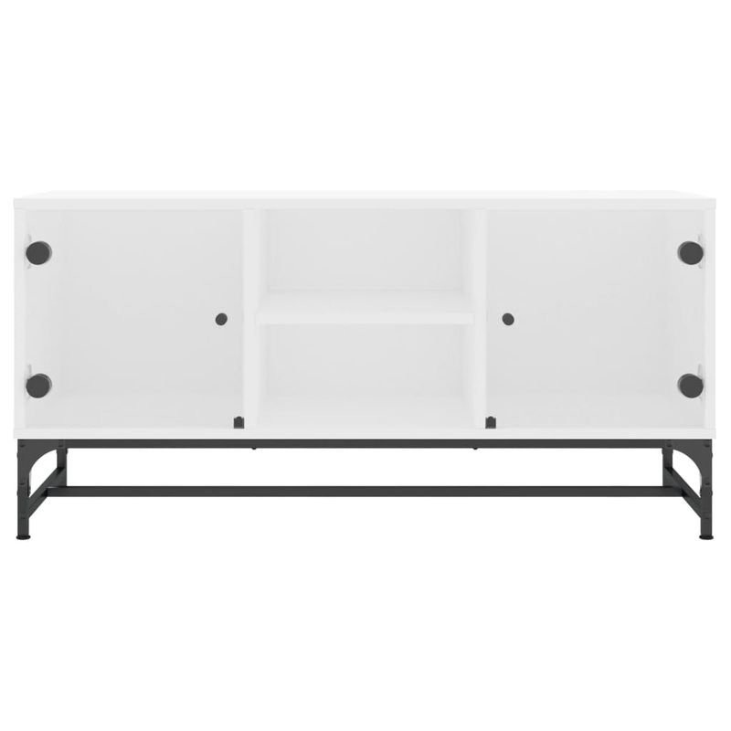 Casa si Gradina - Mobilier - Comode si corpuri - Comode - Comoda TV cu usi din sticla, alb, 102x37x50 cm - Infinity.ro