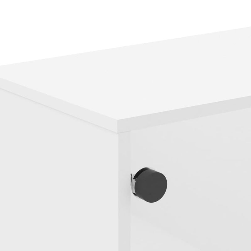 Casa si Gradina - Mobilier - Comode si corpuri - Comode - Comoda TV cu usi din sticla, alb, 102x37x50 cm - Infinity.ro