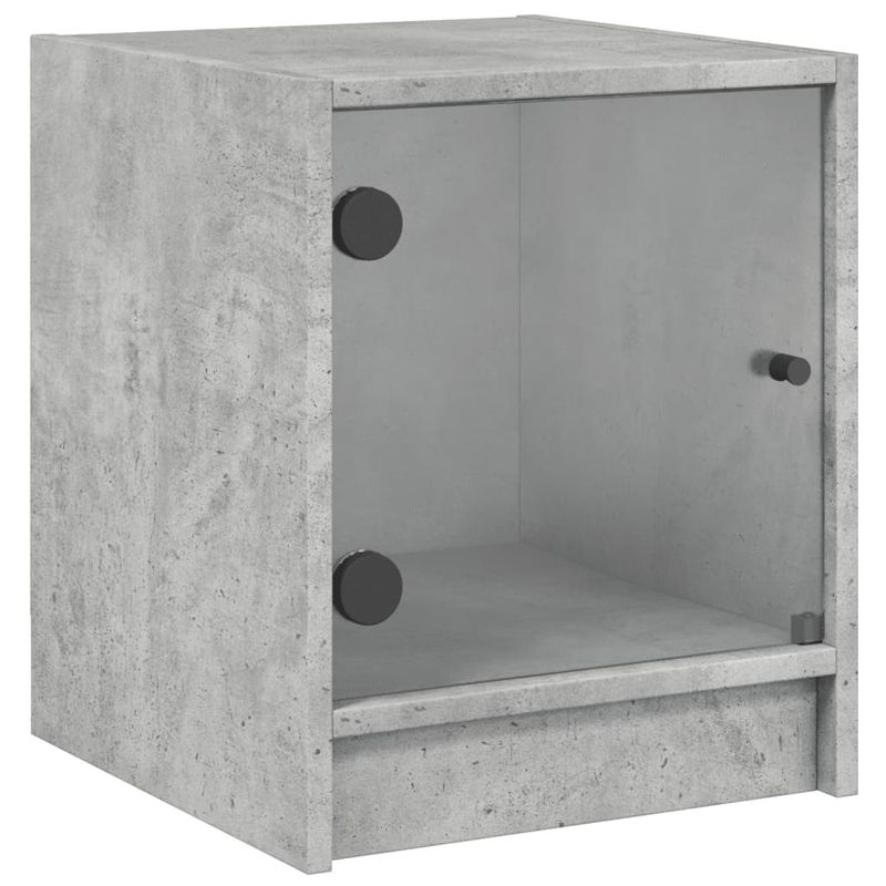 Casa si Gradina - Mobilier - Comode si corpuri - Noptiere - Noptiere cu usi din sticla, 2 buc., gri beton, 35x37x42 cm - Infinity.ro