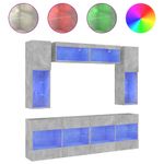Casa si Gradina - Mobilier - Comode si corpuri - Comode - Set comode TV de perete cu lumini LED, 6 piese, gri beton - Infinity.ro
