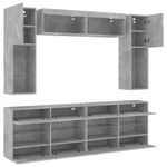 Casa si Gradina - Mobilier - Comode si corpuri - Comode - Set comode TV de perete cu lumini LED, 6 piese, gri beton - Infinity.ro