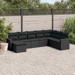 Casa si Gradina - Gradina si terasa - Mobilier exterior - Seturi mobila gradina - Set mobilier de gradina cu perne, 8 piese, negru, poliratan - Infinity.ro