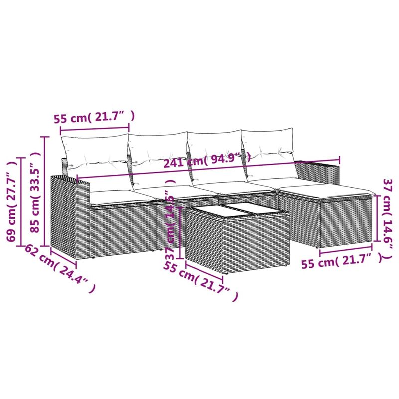 Casa si Gradina - Gradina si terasa - Mobilier exterior - Canapele si fotolii gradina - Set mobilier de gradina cu perne, 6 piese, negru, poliratan - Infinity.ro