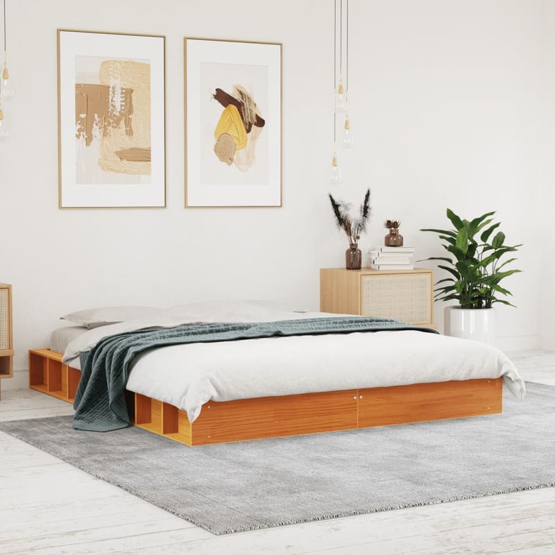 Casa si Gradina - Mobilier - Paturi si accesorii - Paturi - Cadru de pat, maro ceruit, 160x200 cm, lemn masiv de pin - Infinity.ro