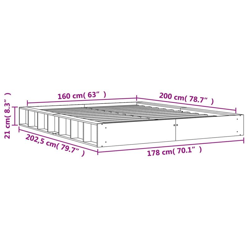 Casa si Gradina - Mobilier - Paturi si accesorii - Paturi - Cadru de pat, maro ceruit, 160x200 cm, lemn masiv de pin - Infinity.ro