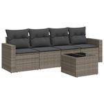 Casa si Gradina - Gradina si terasa - Mobilier exterior - Canapele si fotolii gradina - Set canapea de gradina cu perne, 5 piese, gri, poliratan - Infinity.ro