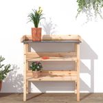 Casa si Gradina - Gradinarit si plante - Plante si ghivece - Ghivece si suporturi - Masa de plante cu raft, 78x38x82,5 cm, lemn masiv de brad - Infinity.ro