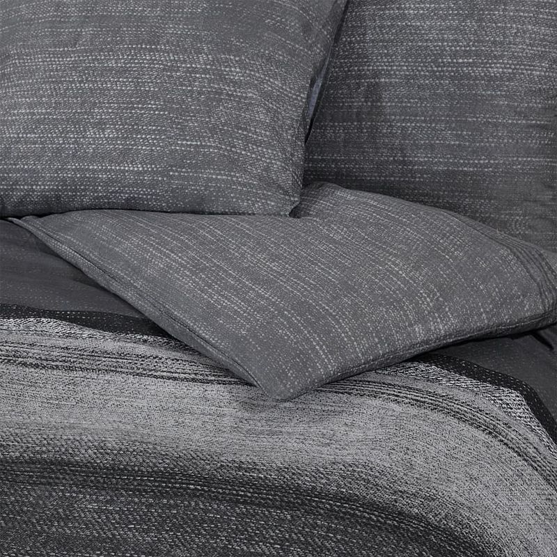Casa si Gradina - Textile si covoare - Lenjerii de pat - Seturi de lenjerie - Set cu husa de pilota, gri inchis, 140x200 cm, bumbac, gri închis și negru, mărime 140x200 cm + 60x70 cm - Infinity.ro