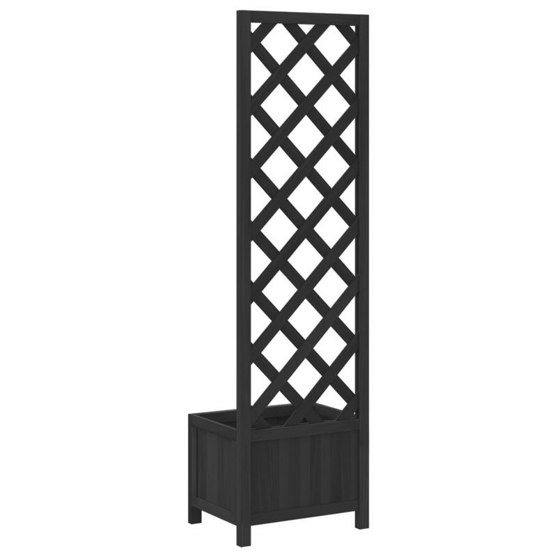 Casa si Gradina - Gradinarit si plante - Plante si ghivece - Ghivece si suporturi - Jardiniera cu spalier, negru, lemn masiv de brad - Infinity.ro