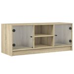 Casa si Gradina - Mobilier - Comode si corpuri - Comode - Comoda TV cu usi din sticla, stejar sonoma, 102x37x42 cm - Infinity.ro