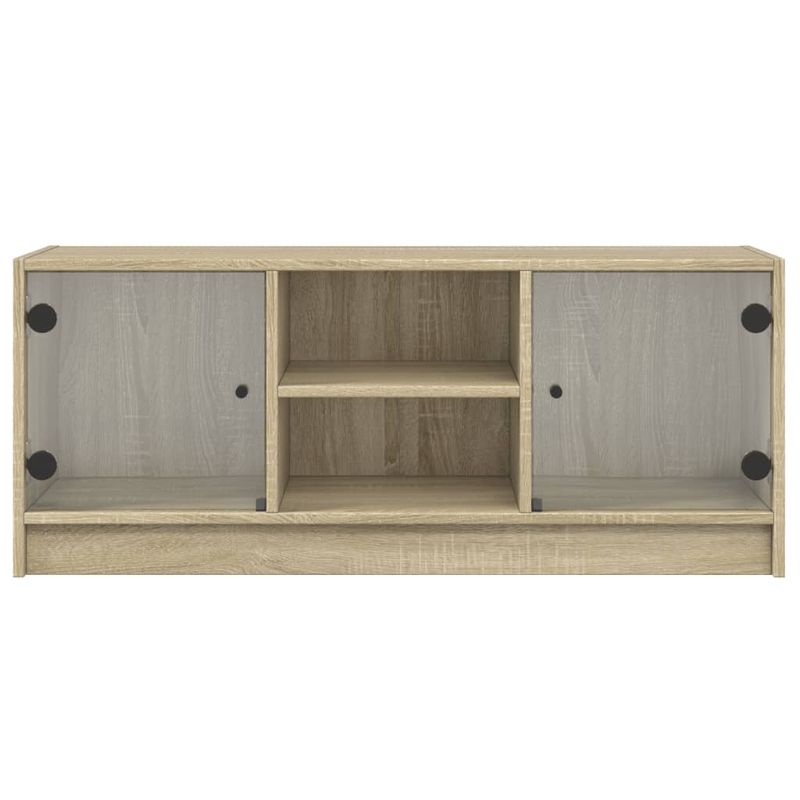Casa si Gradina - Mobilier - Comode si corpuri - Comode - Comoda TV cu usi din sticla, stejar sonoma, 102x37x42 cm - Infinity.ro
