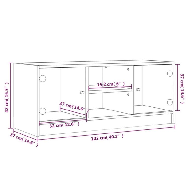 Casa si Gradina - Mobilier - Comode si corpuri - Comode - Comoda TV cu usi din sticla, stejar sonoma, 102x37x42 cm - Infinity.ro