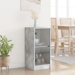 Casa si Gradina - Mobilier - Comode si corpuri - Comode - Dulap lateral cu usi din sticla, gri beton, 35x37x75,5 cm - Infinity.ro