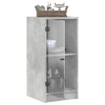 Casa si Gradina - Mobilier - Comode si corpuri - Comode - Dulap lateral cu usi din sticla, gri beton, 35x37x75,5 cm - Infinity.ro