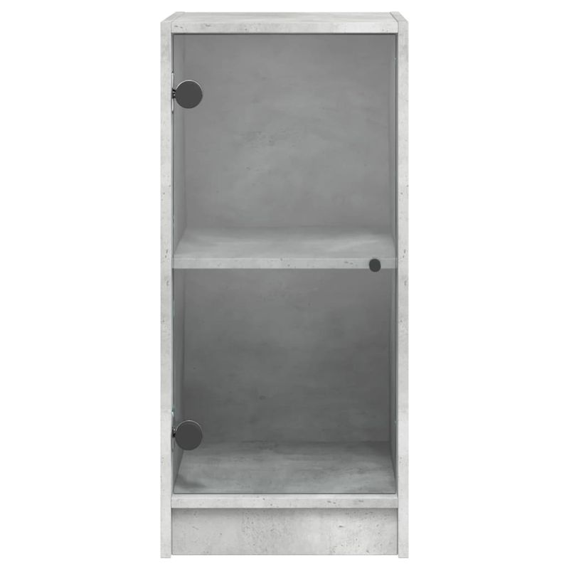 Casa si Gradina - Mobilier - Comode si corpuri - Comode - Dulap lateral cu usi din sticla, gri beton, 35x37x75,5 cm - Infinity.ro