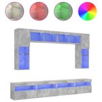 Casa si Gradina - Mobilier - Comode si corpuri - Comode - Set comode TV de perete cu lumini LED, 8 piese, gri beton - Infinity.ro
