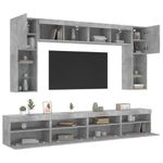 Casa si Gradina - Mobilier - Comode si corpuri - Comode - Set comode TV de perete cu lumini LED, 8 piese, gri beton - Infinity.ro