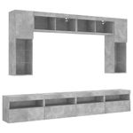 Casa si Gradina - Mobilier - Comode si corpuri - Comode - Set comode TV de perete cu lumini LED, 8 piese, gri beton - Infinity.ro