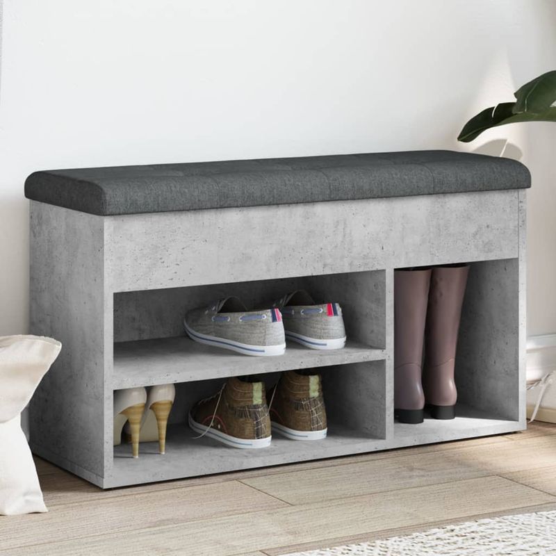 Casa si Gradina - Mobilier - Organizare si depozitare - Bancute - Banca de pantofi, gri beton, 82x32x45,5 cm, lemn prelucrat - Infinity.ro