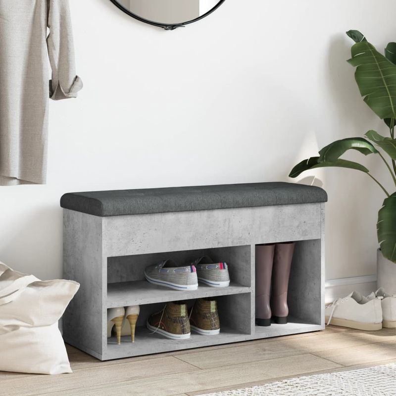 Casa si Gradina - Mobilier - Organizare si depozitare - Bancute - Banca de pantofi, gri beton, 82x32x45,5 cm, lemn prelucrat - Infinity.ro