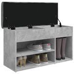 Casa si Gradina - Mobilier - Organizare si depozitare - Bancute - Banca de pantofi, gri beton, 82x32x45,5 cm, lemn prelucrat - Infinity.ro