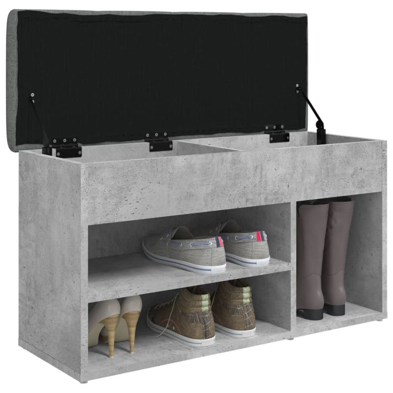 Casa si Gradina - Mobilier - Organizare si depozitare - Bancute - Banca de pantofi, gri beton, 82x32x45,5 cm, lemn prelucrat - Infinity.ro